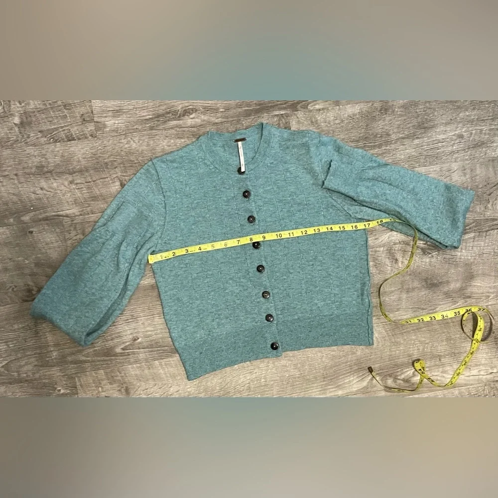 Free People Teal Button-Up Sweater